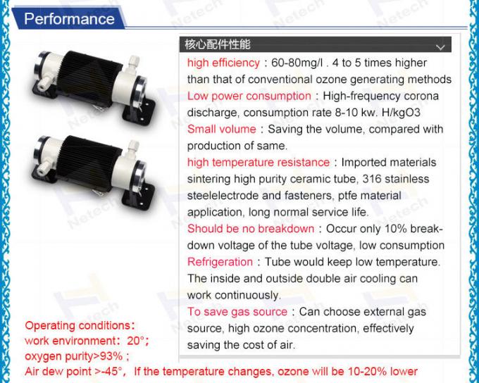 1g en céramique - le générateur de l'ozone de tube de l'ozone de générateur de la couronne 7g partie 12V 110V 220V